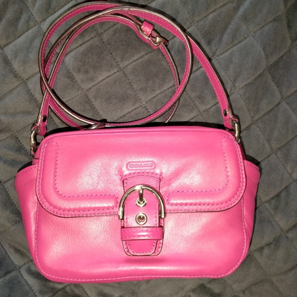Coach Crossbody Camera Bag Campbell Fuchsia Leather Satchel